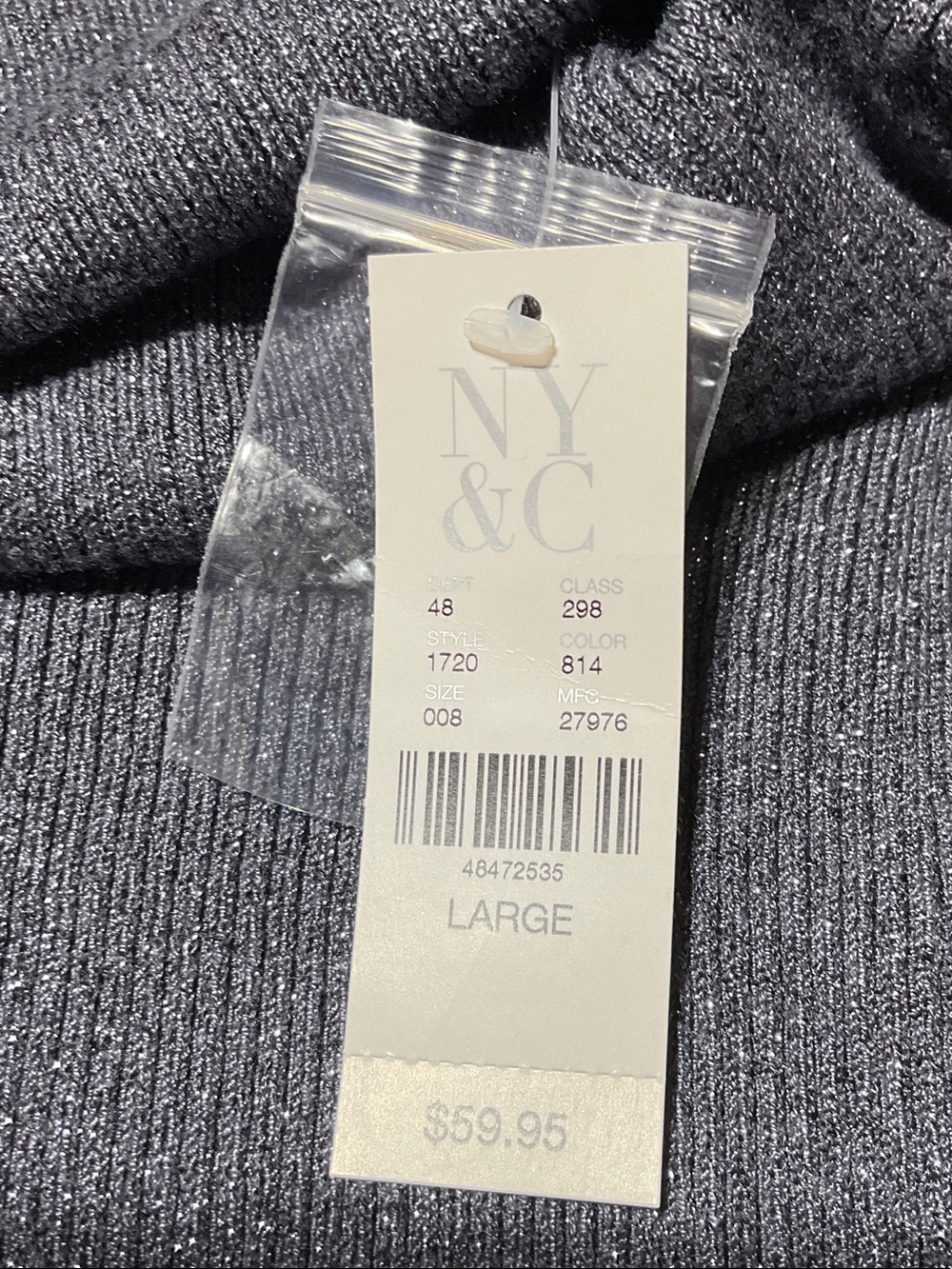 7th Avenue Design Studio Size L Metallic Turtleneck Sweater with Button Detail - Picture 7 of 7